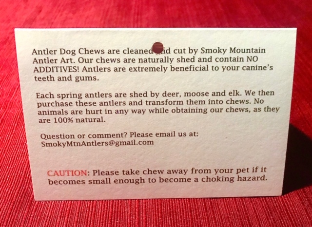 Antler Chew Back Label